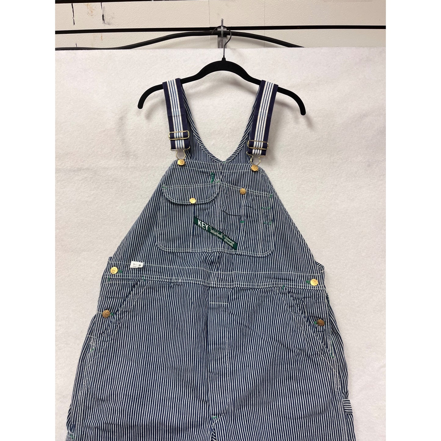 Vintage Key Imperial Blue & White Striped Overalls 40x30 #8956