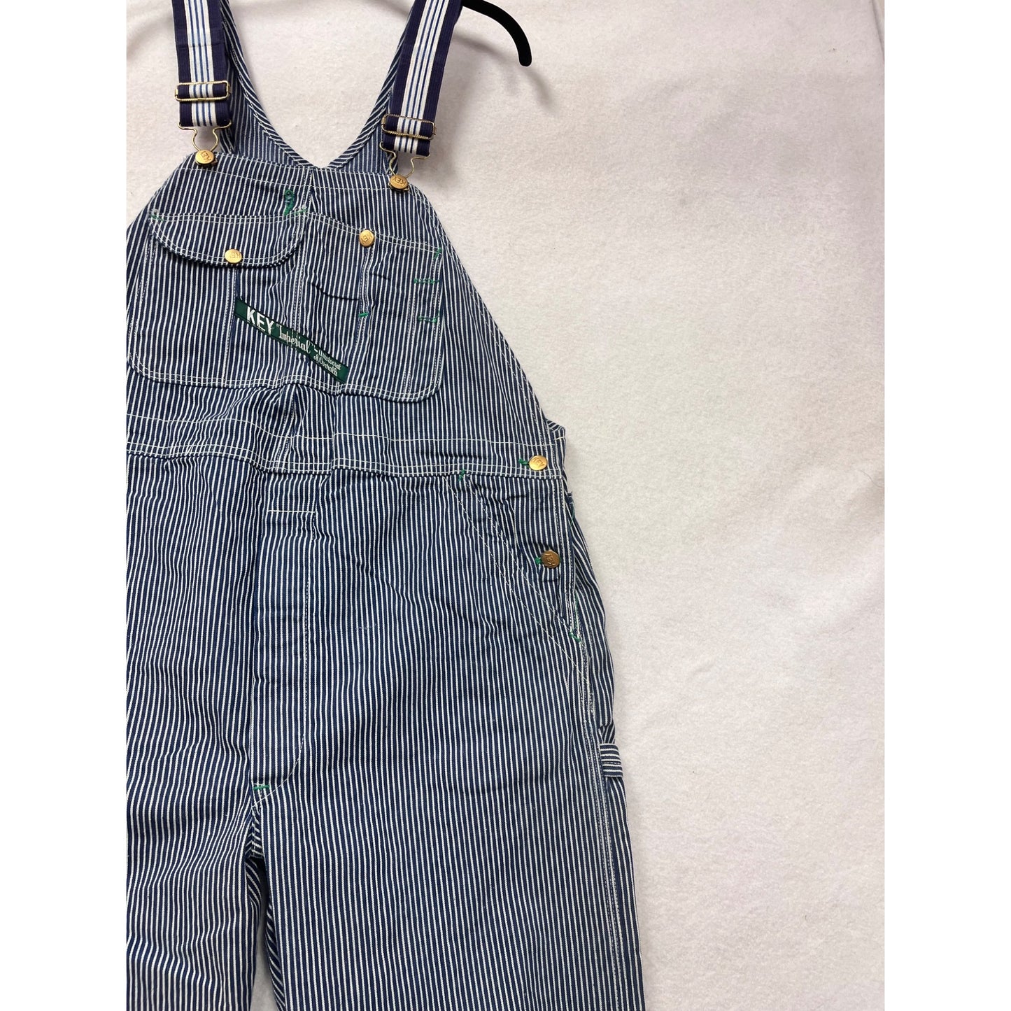 Vintage Key Imperial Blue & White Striped Overalls 40x30 #8956