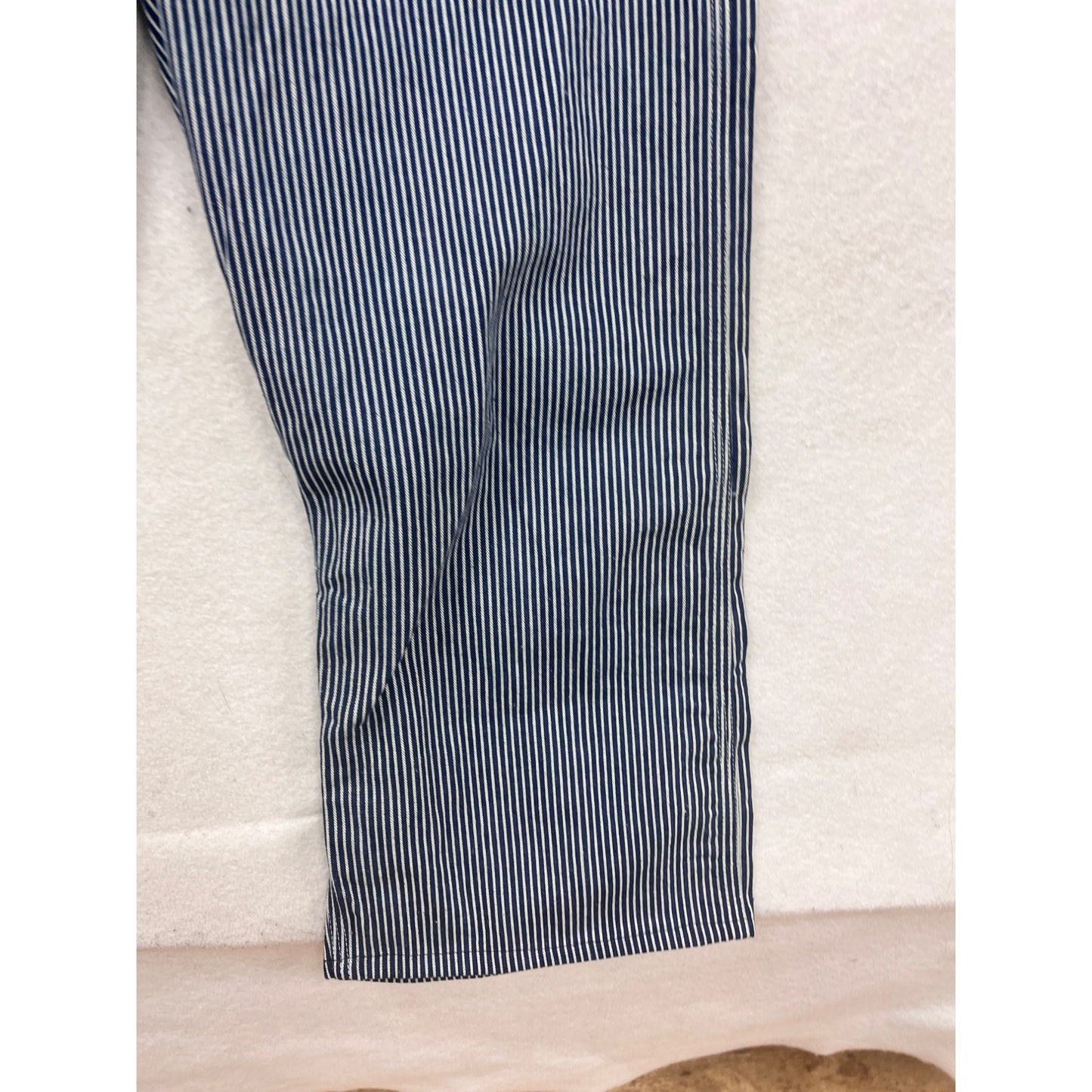 Vintage Key Imperial Blue & White Striped Overalls 40x30 #8956