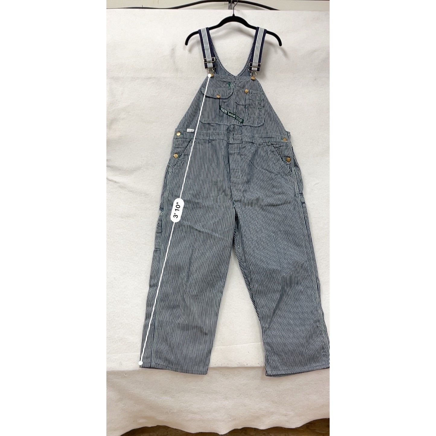Vintage Key Imperial Blue & White Striped Overalls 40x30 #8956