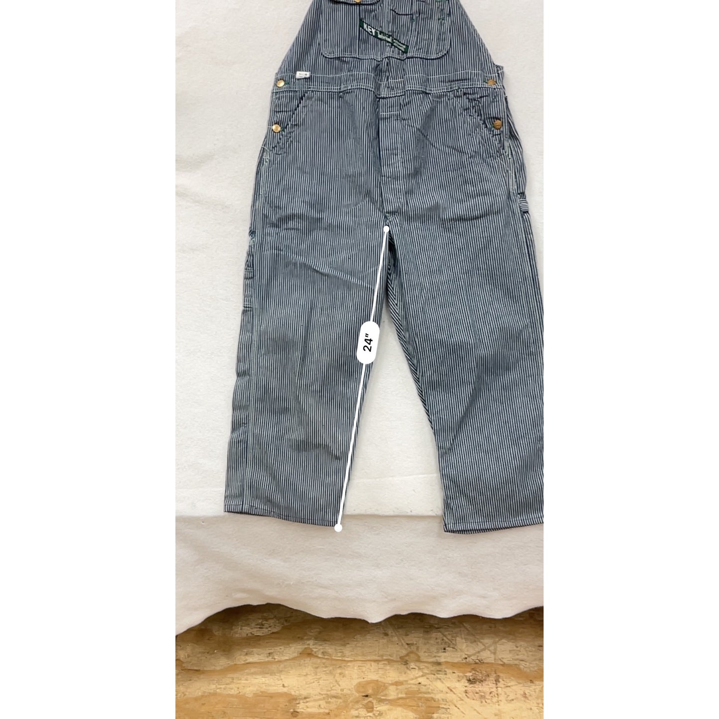 Vintage Key Imperial Blue & White Striped Overalls 40x30 #8956