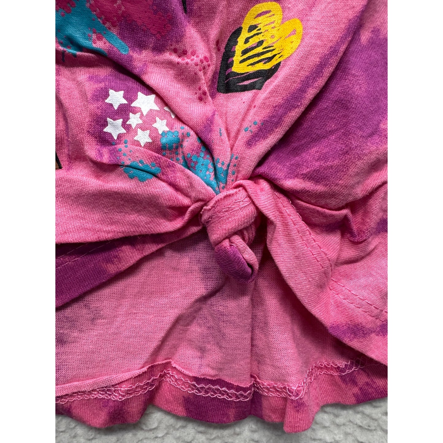 Pink Sparkle Tie-Dye Graphic Tee Drippin In Melanin Knot Front Size 5/6 #9332
