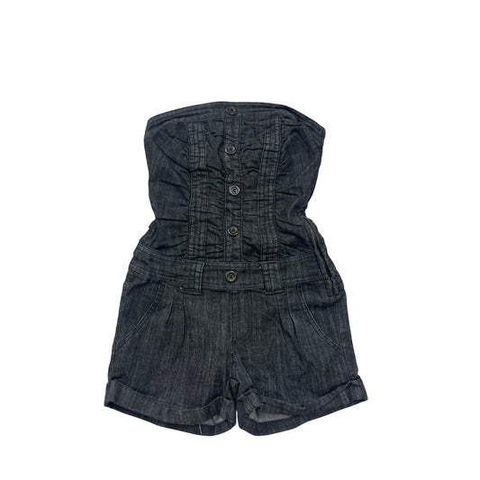 Womens Small Strapless Denim Romper With Button Front & Side Zipper By Boom Boom Jeans #6763
