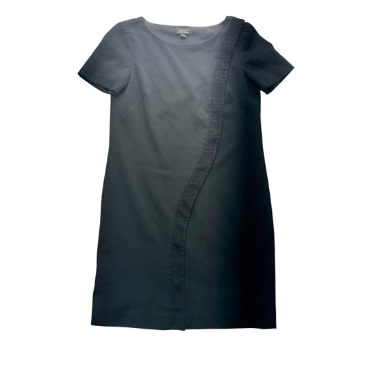 Tahari Arthur S. Levine Black Sheath Dress Textured Trim Size 4 #9143