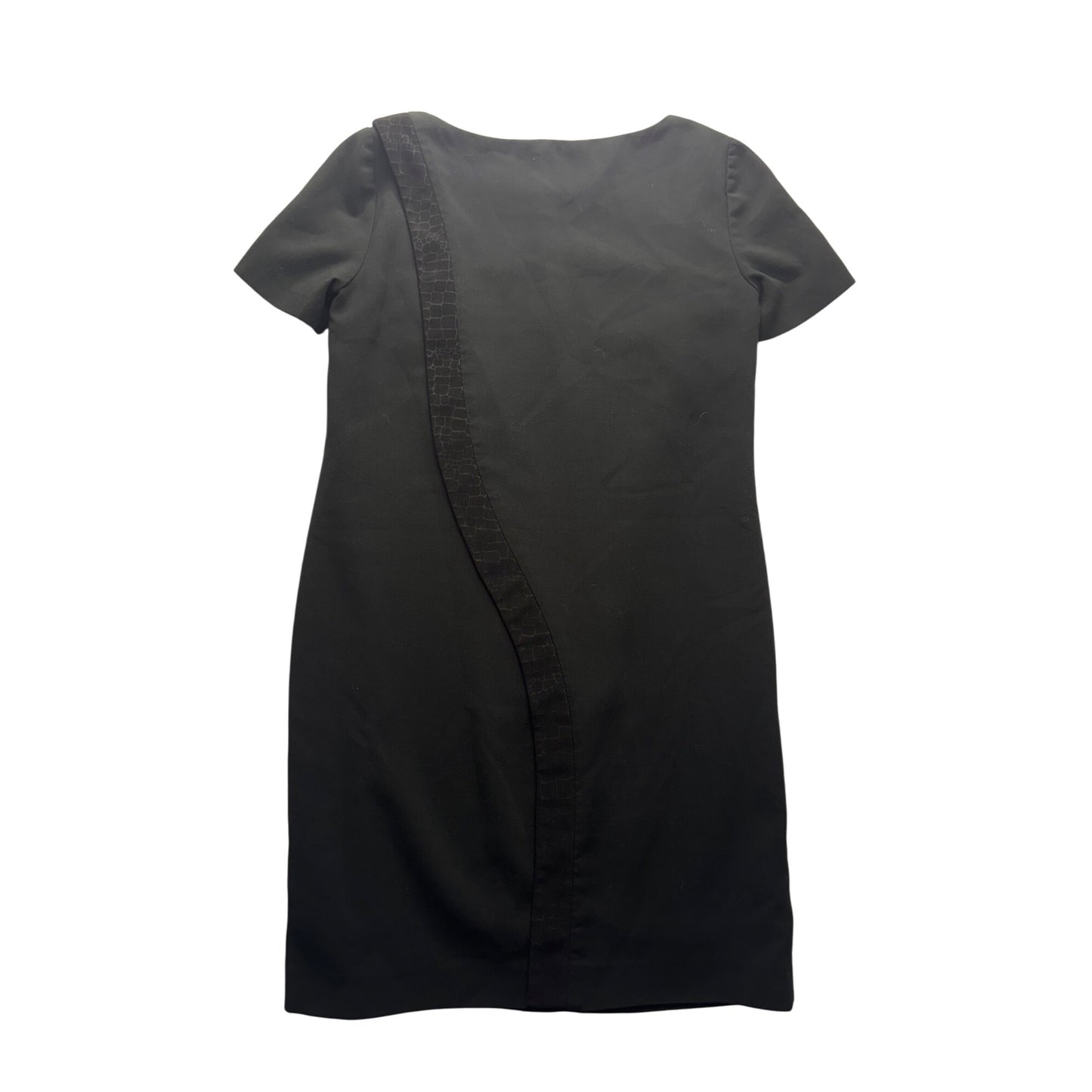 Tahari Arthur S. Levine Black Sheath Dress Textured Trim Size 4 #9143