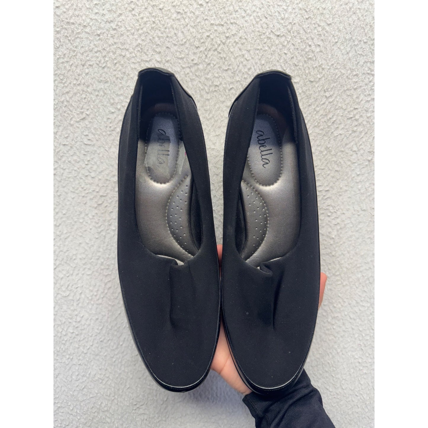 Abella Black Wedge Shoes Size 8 Soft Upper & Rubber Sole #9468