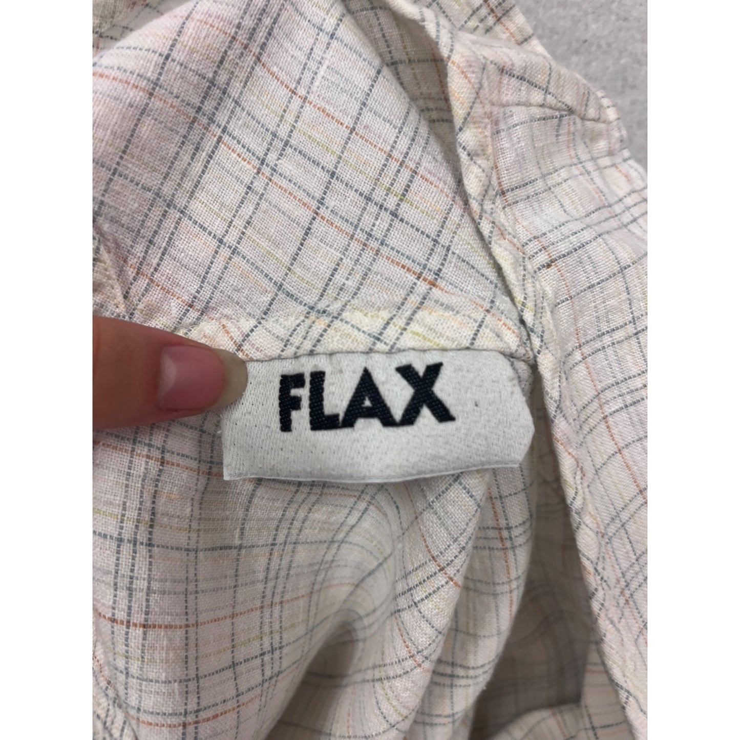 Flax Linen Plaid Sleeveless Top Large #313A