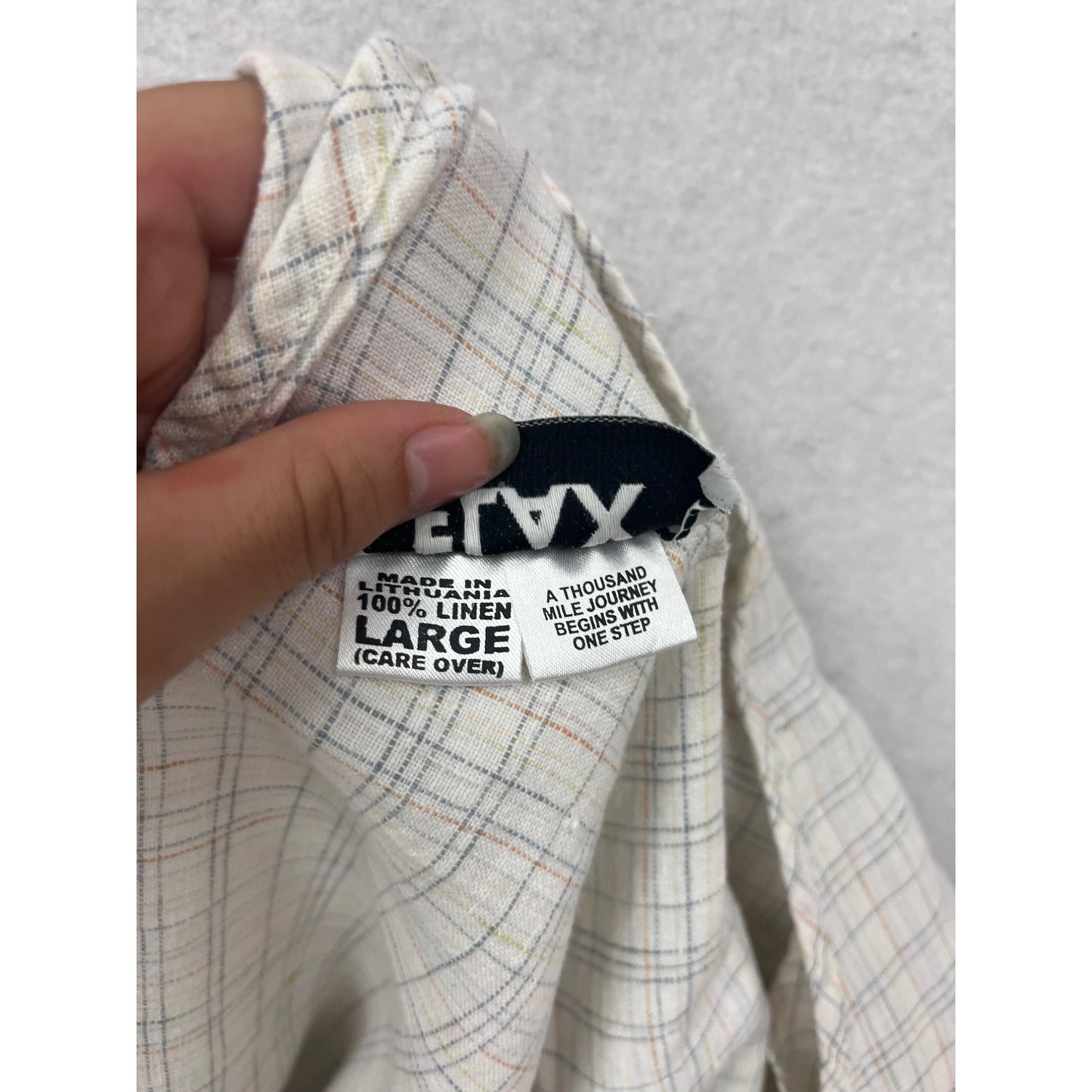 Flax Linen Plaid Sleeveless Top Large #313A