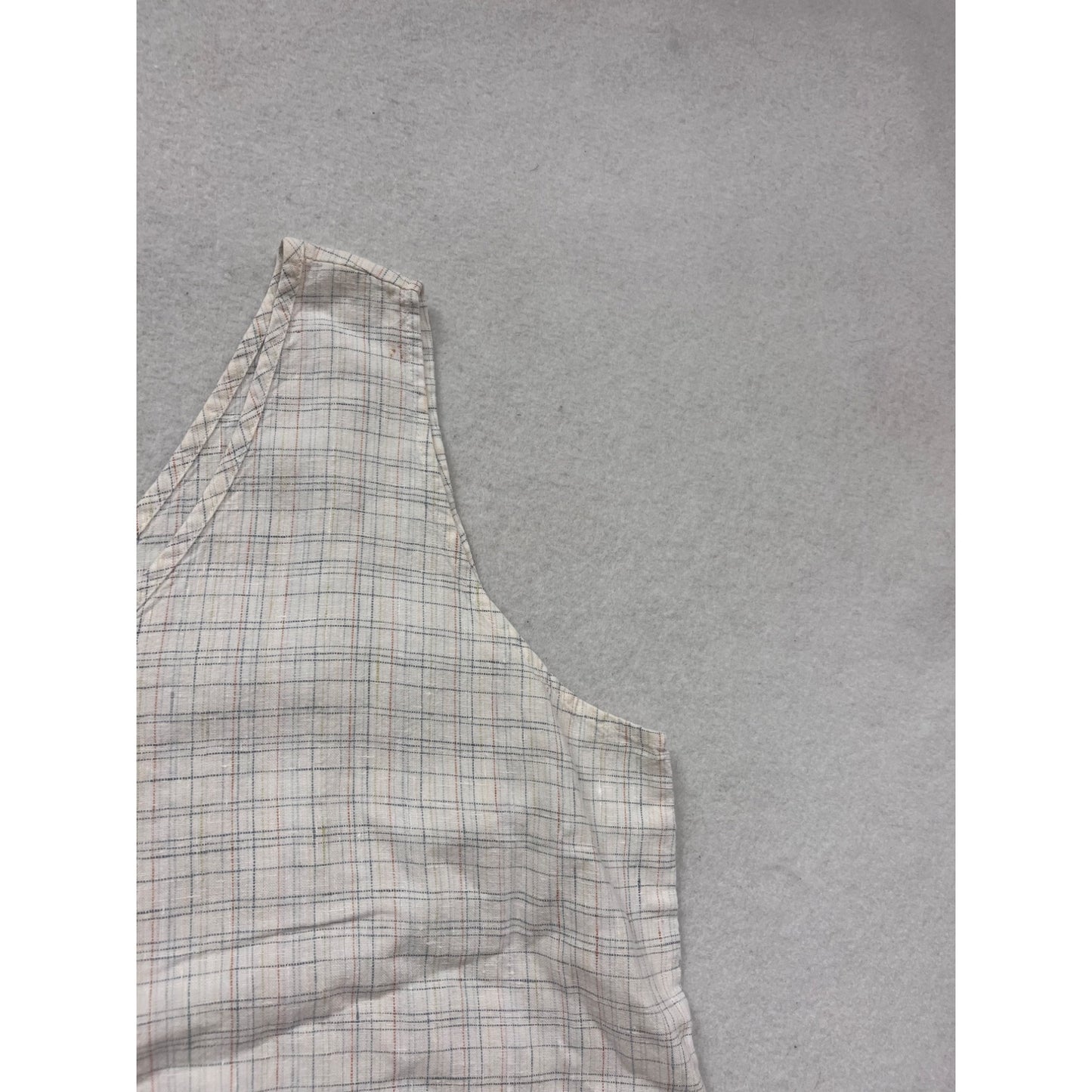 Flax Linen Plaid Sleeveless Top Large #313A