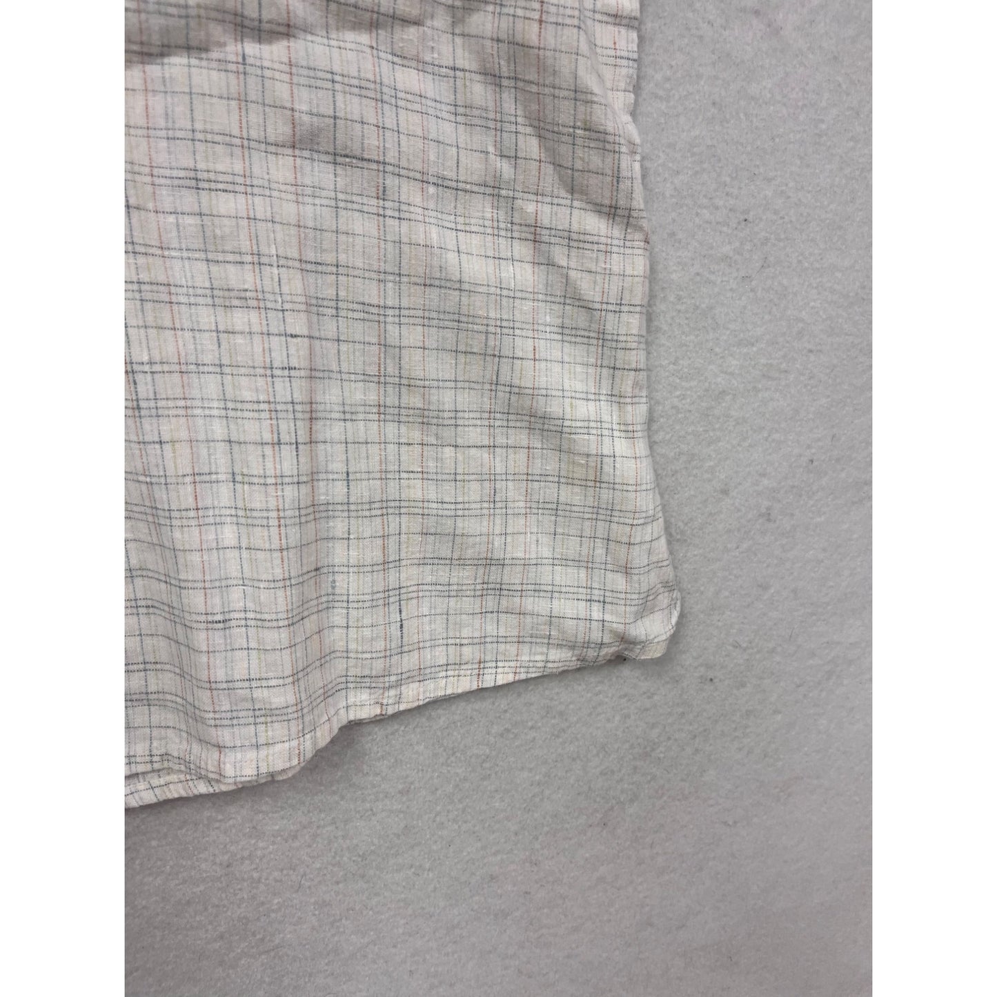 Flax Linen Plaid Sleeveless Top Large #313A