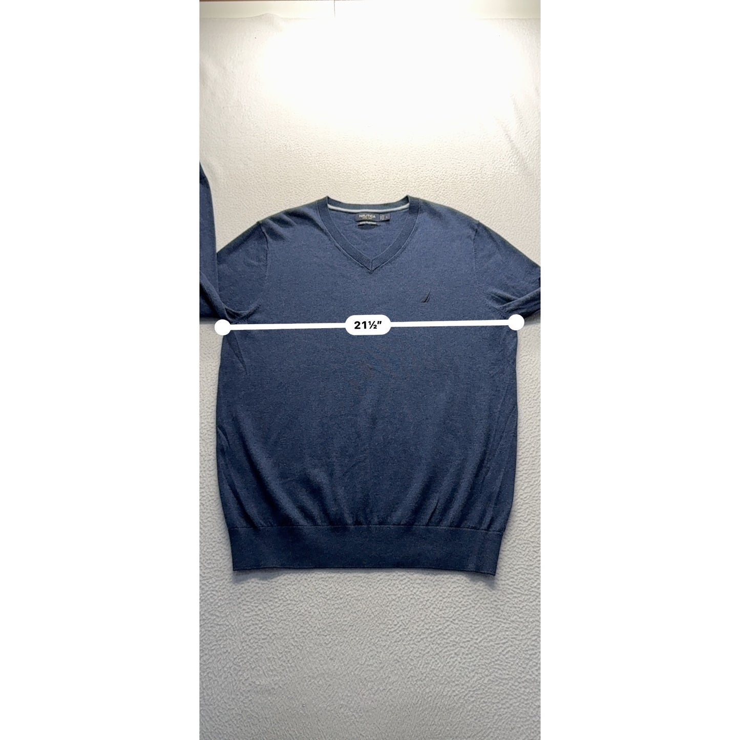 Nautica Luxury Performance Navy Blue V-Neck Cotton Modal Blend Size L #9284