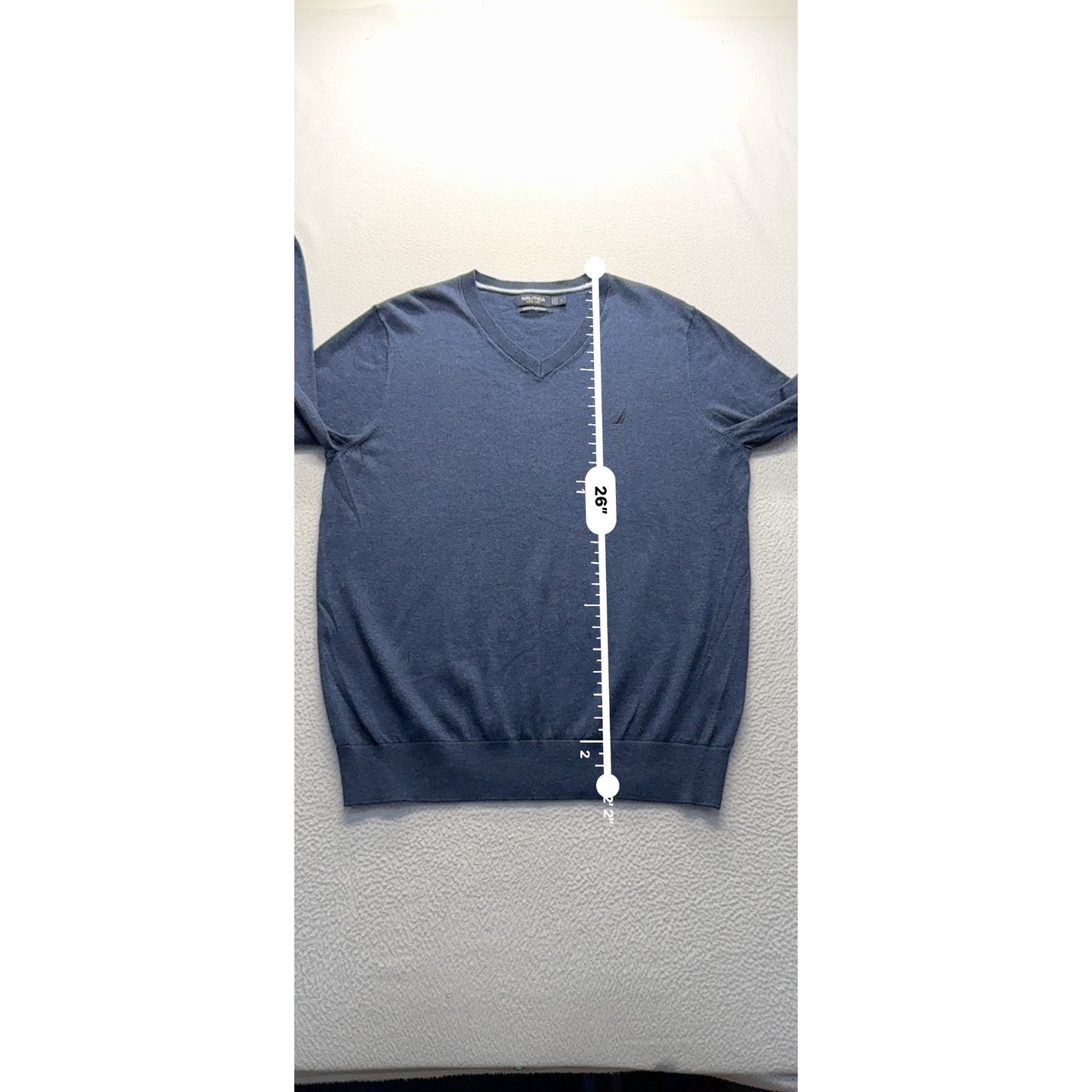 Nautica Luxury Performance Navy Blue V-Neck Cotton Modal Blend Size L #9284