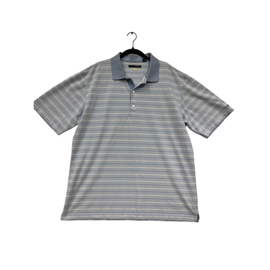 Greg Norman XL Light Blue Striped Polo Shirt #592A