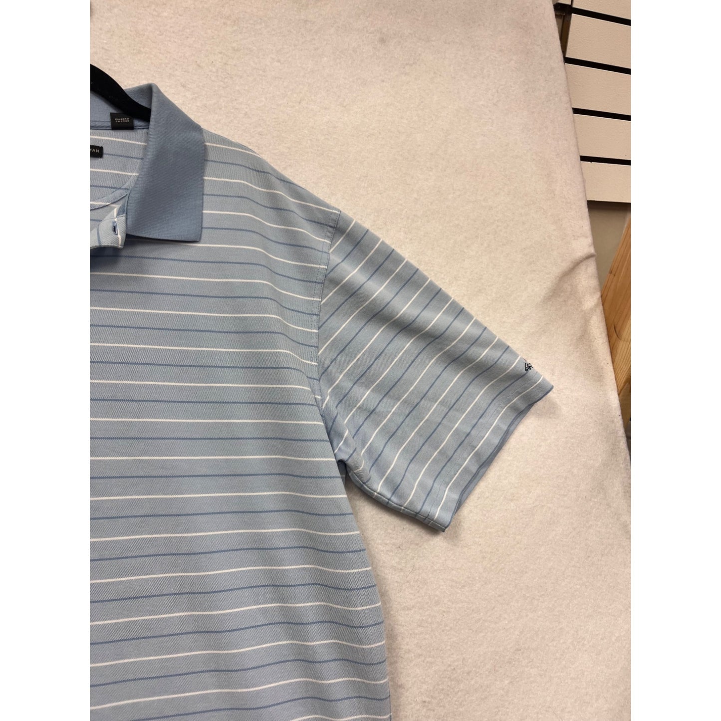 Greg Norman XL Light Blue Striped Polo Shirt #592A