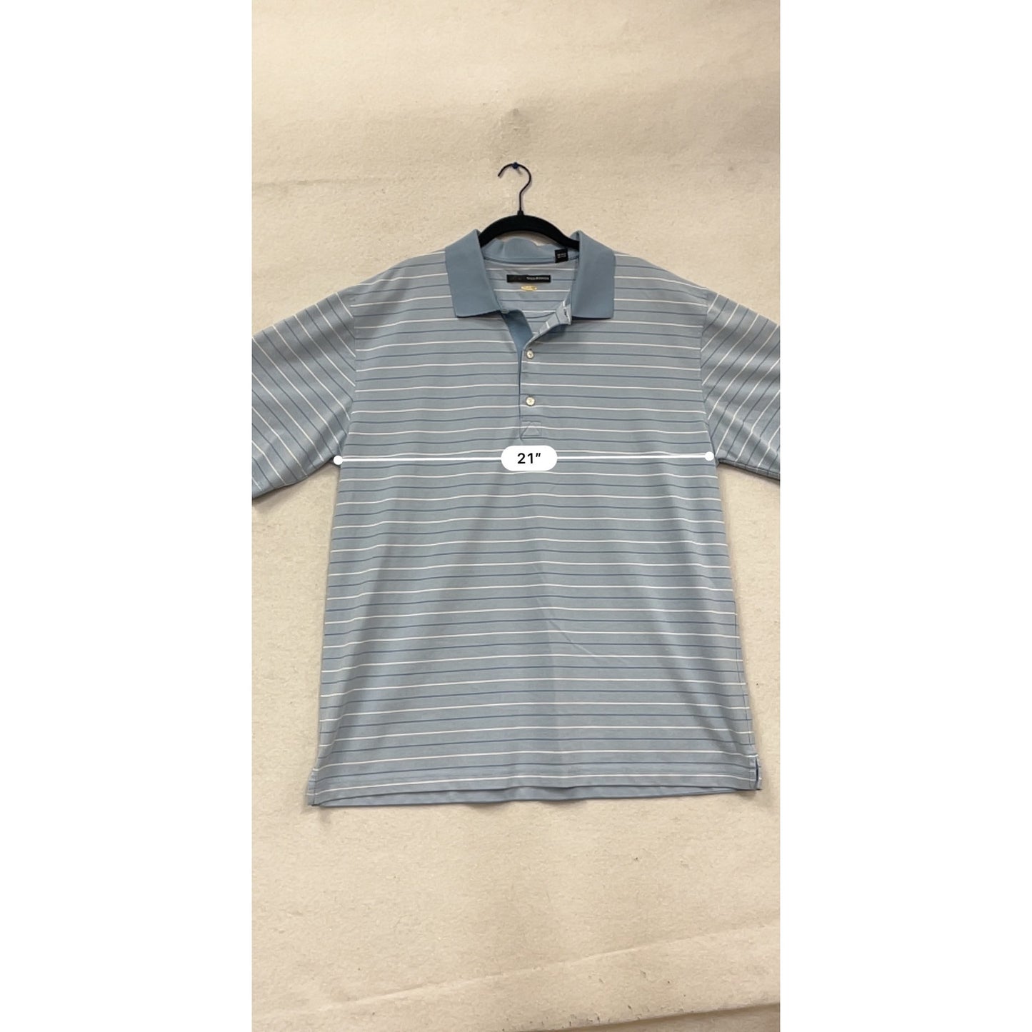 Greg Norman XL Light Blue Striped Polo Shirt #592A