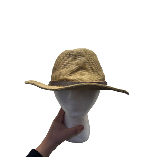 Tommy Bahama Straw Safari Hat With Brown Leather Band & Marlin Accent M/L #9693