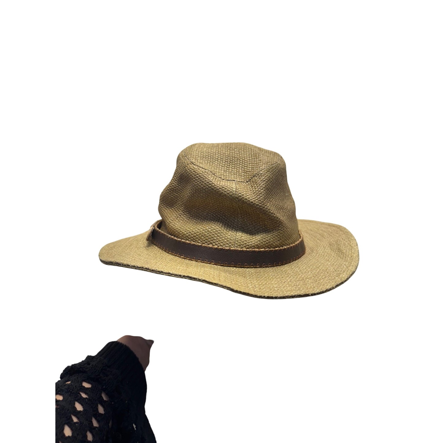 Tommy Bahama Straw Safari Hat With Brown Leather Band & Marlin Accent M/L #9693