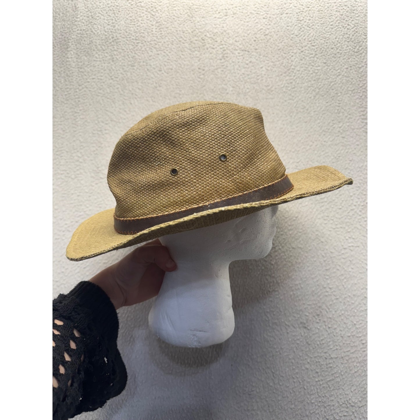 Tommy Bahama Straw Safari Hat With Brown Leather Band & Marlin Accent M/L #9693