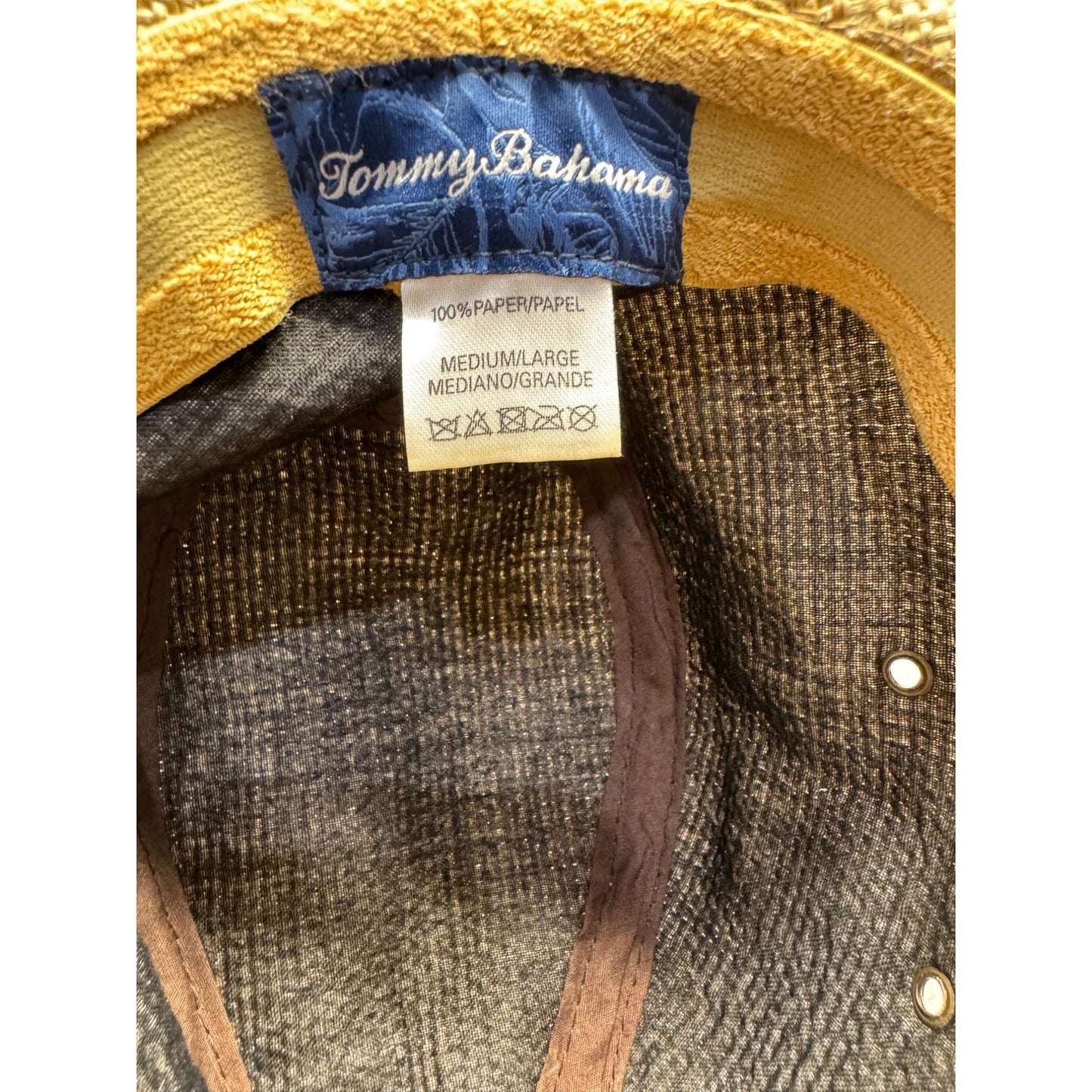 Tommy Bahama Straw Safari Hat With Brown Leather Band & Marlin Accent M/L #9693