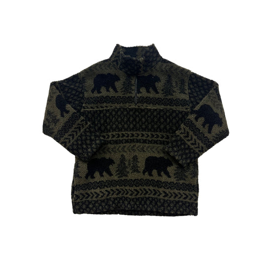 Womens XL Forest-Themed Sherpa Quarter-Zip Pullover #8170