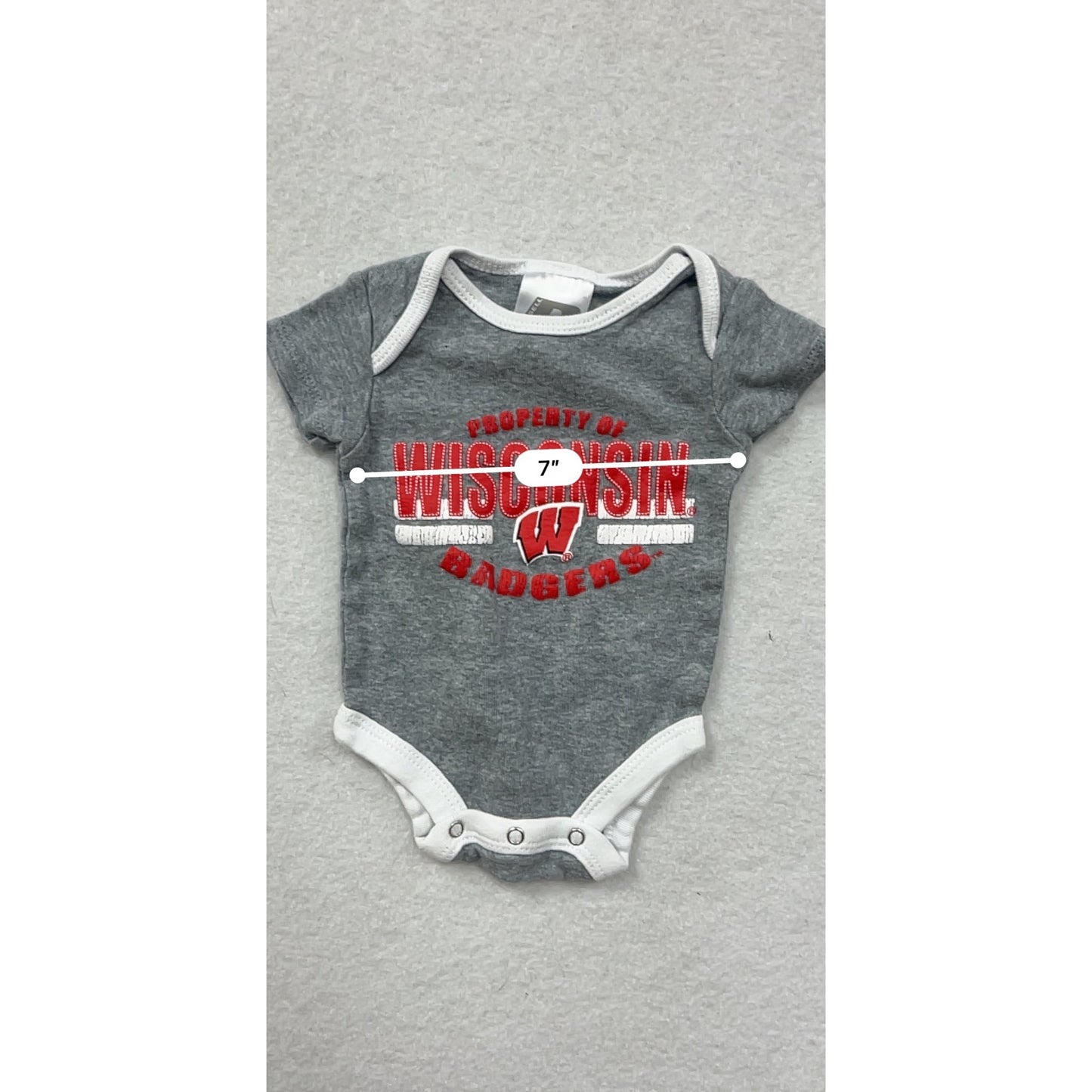 Russell Baby Wisconsin Badgers Gray Onesie 0-3M #8495