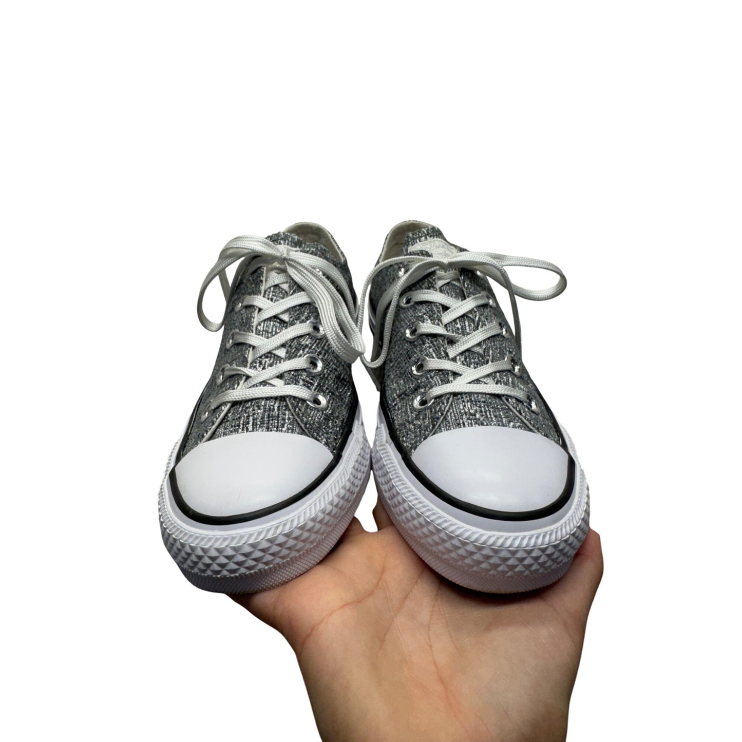 Converse All Star Low Top Shoes Gray Texture Canvas Rubber Sole Lace-Up #9621