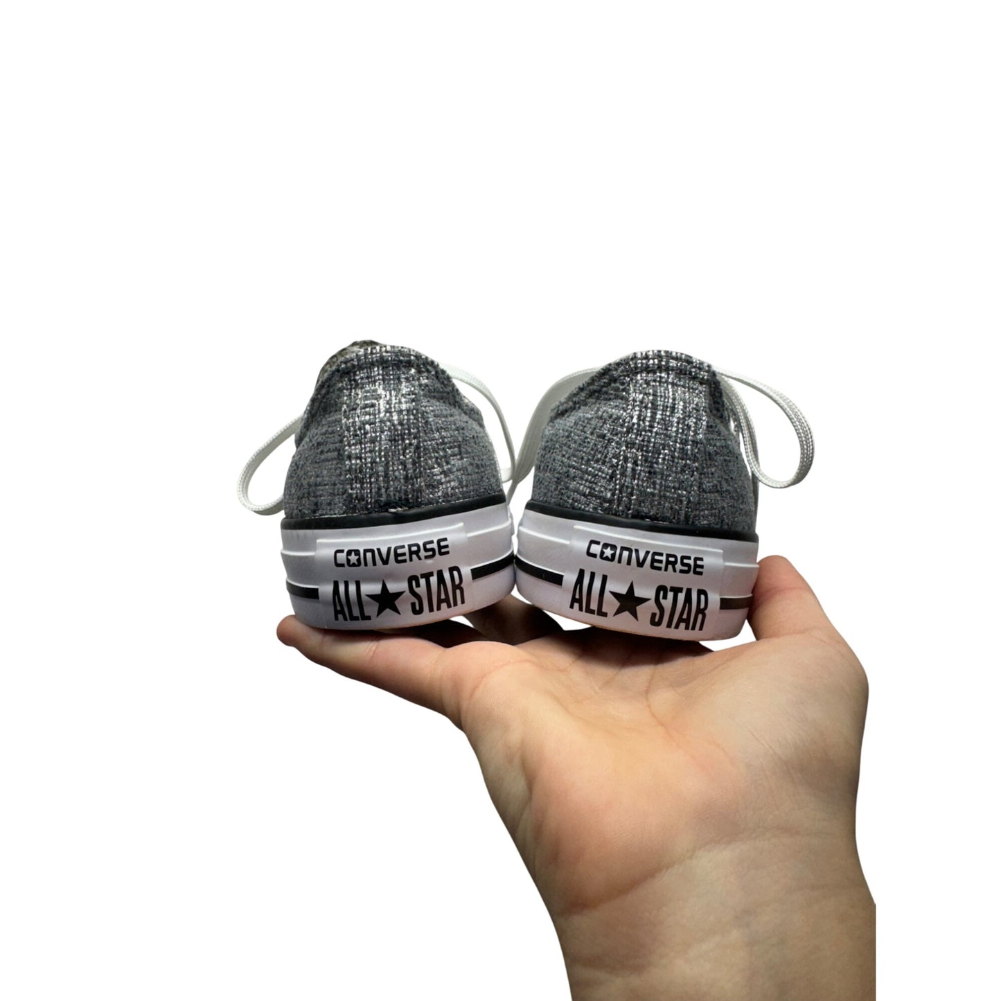 Converse All Star Low Top Shoes Gray Texture Canvas Rubber Sole Lace-Up #9621
