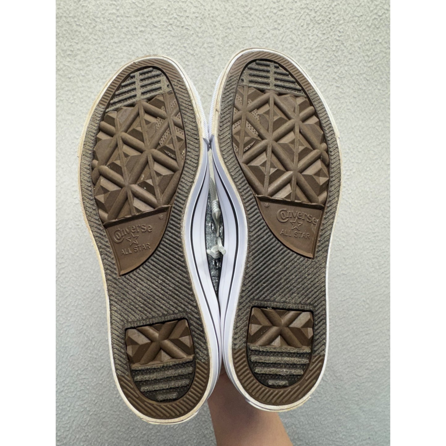 Converse All Star Low Top Shoes Gray Texture Canvas Rubber Sole Lace-Up #9621
