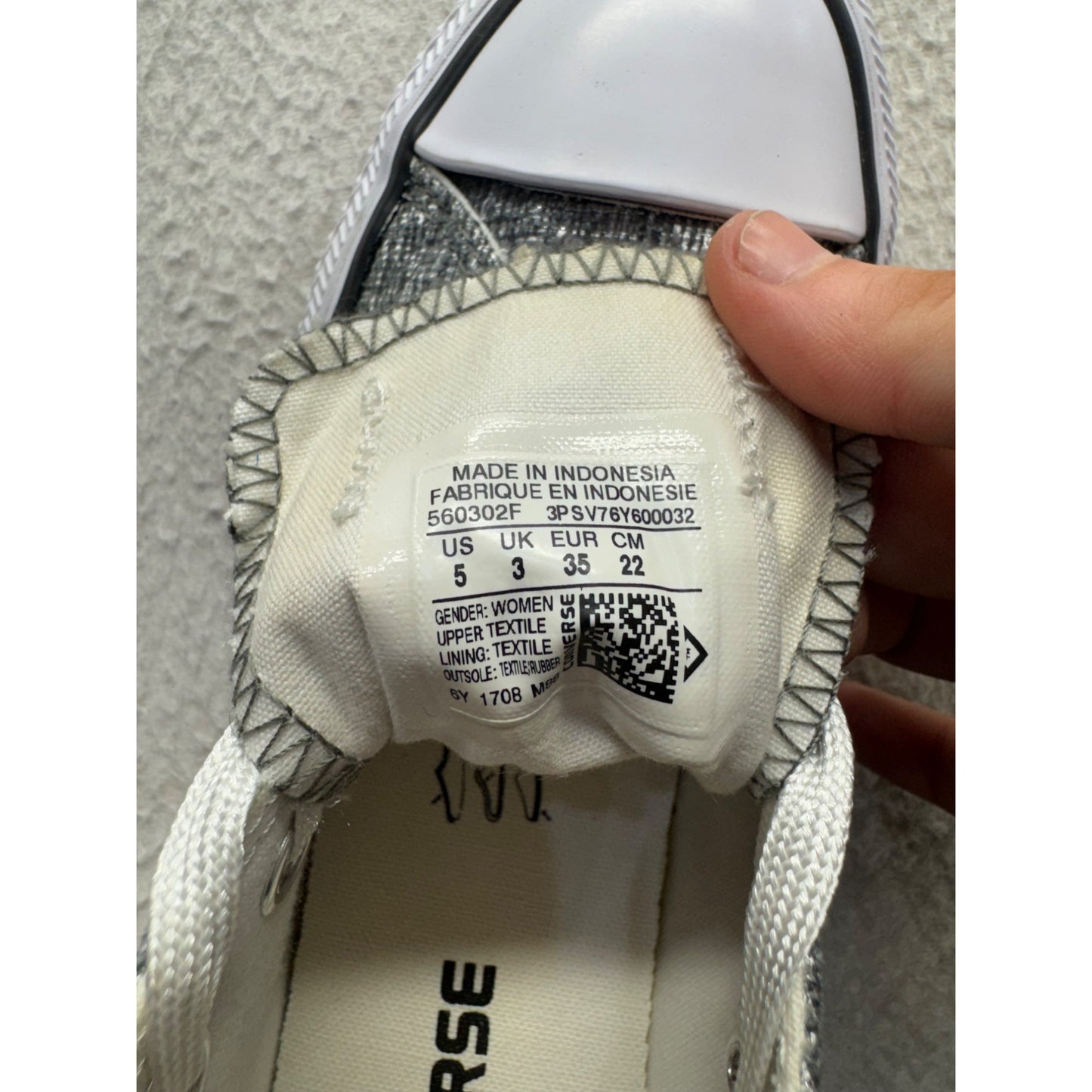 Converse All Star Low Top Shoes Gray Texture Canvas Rubber Sole Lace-Up #9621