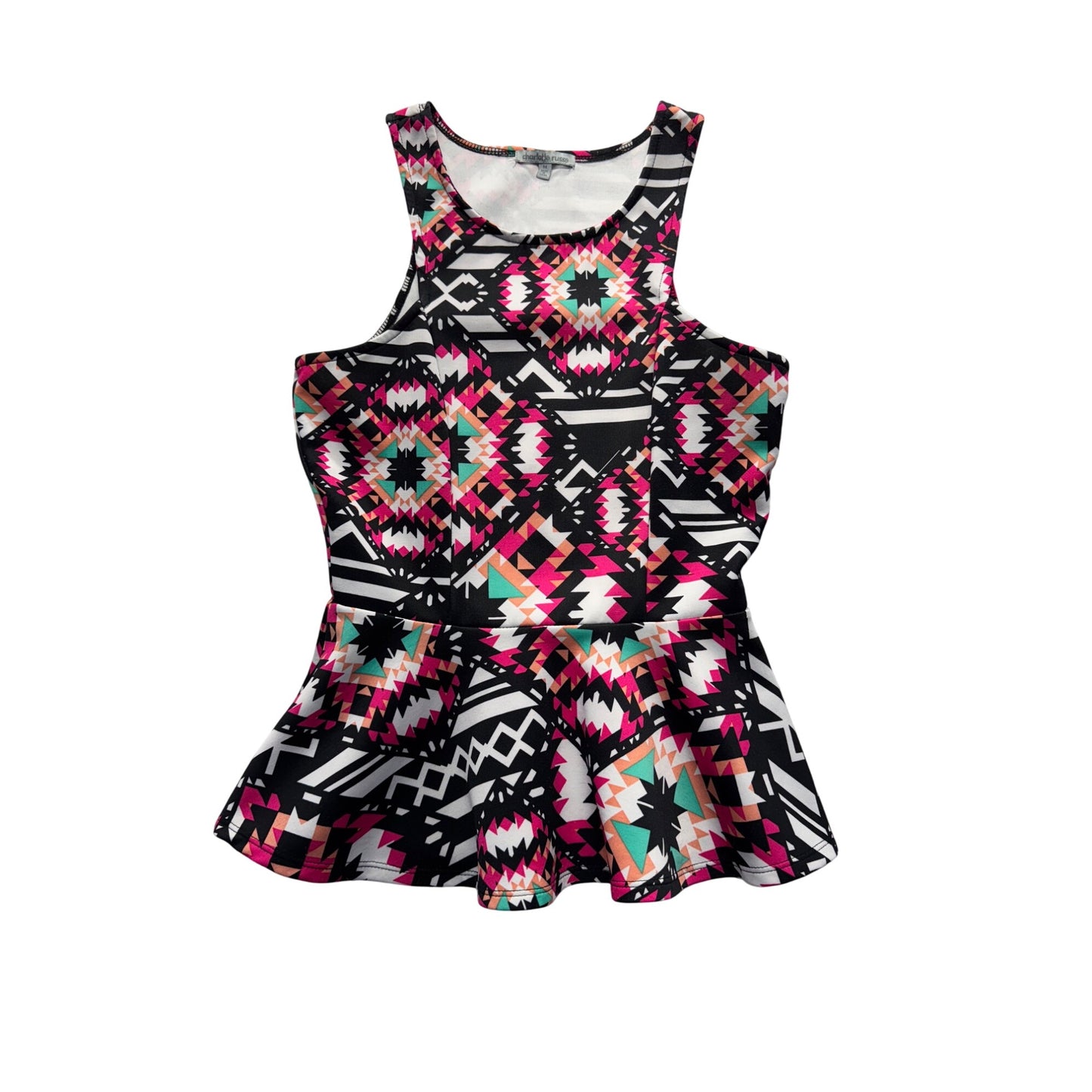 Charlotte Russe Aztec Print Sleeveless Peplum Top Medium Multicolor #9202