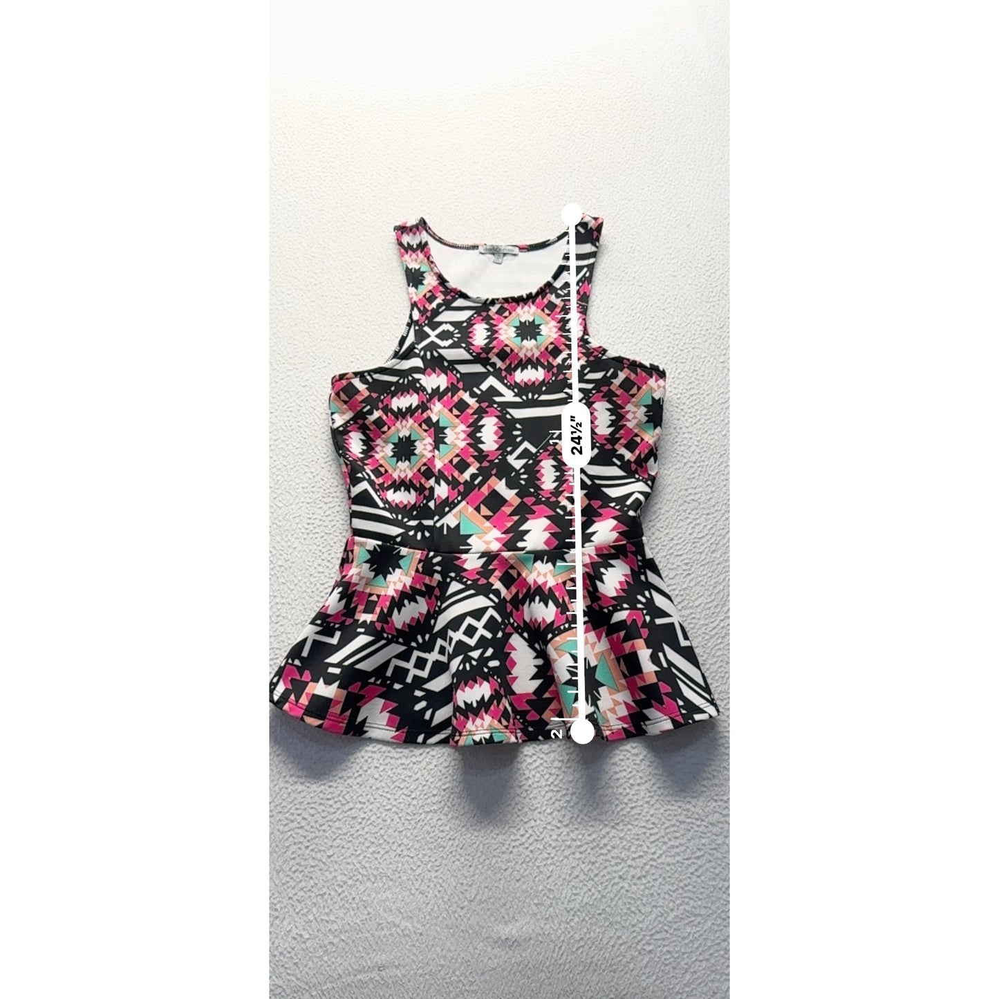 Charlotte Russe Aztec Print Sleeveless Peplum Top Medium Multicolor #9202
