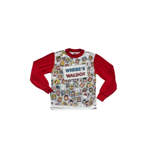 Vintage Wheres Waldo? Kids Graphic Long Sleeve Shirt Size 10 #912A