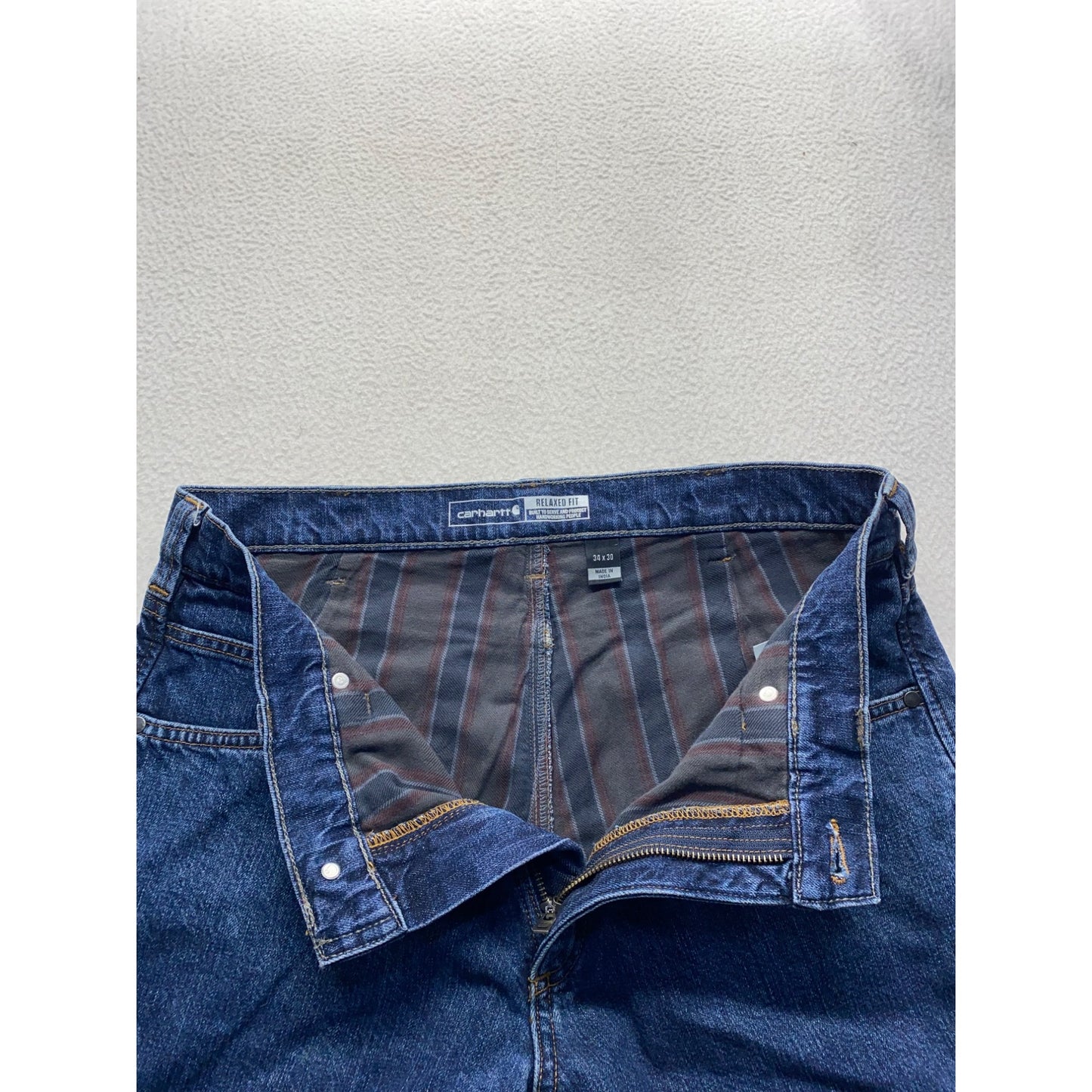 Carhartt Mens Blue Relaxed Fit Jeans Flannel lined #7140