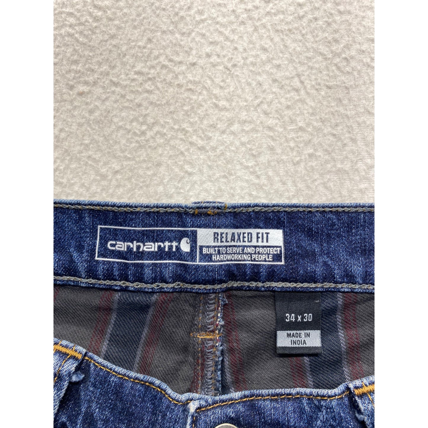 Carhartt Mens Blue Relaxed Fit Jeans Flannel lined #7140