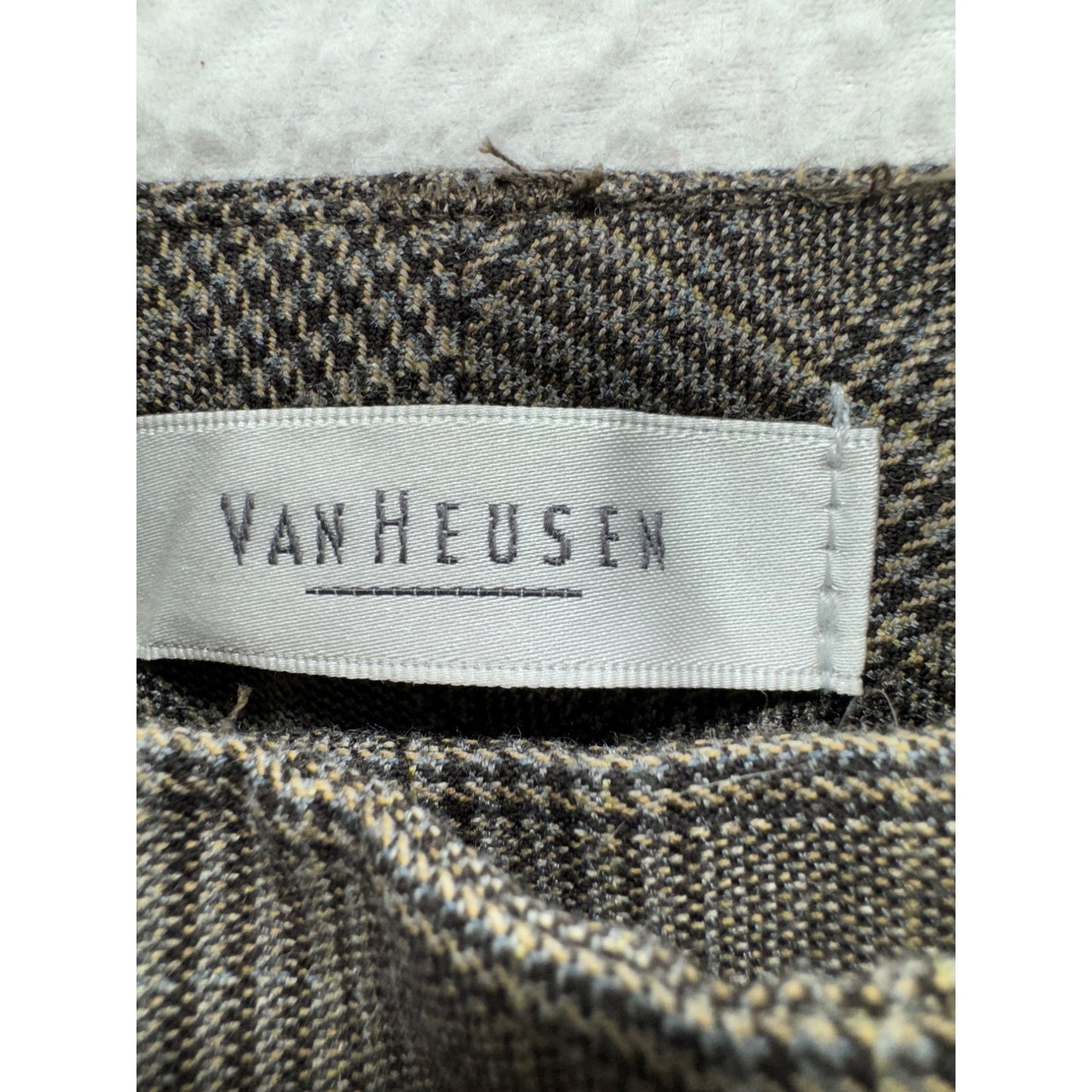 Van Heusen Plaid Stretch Dress Pants Size 10 Brown 207B
