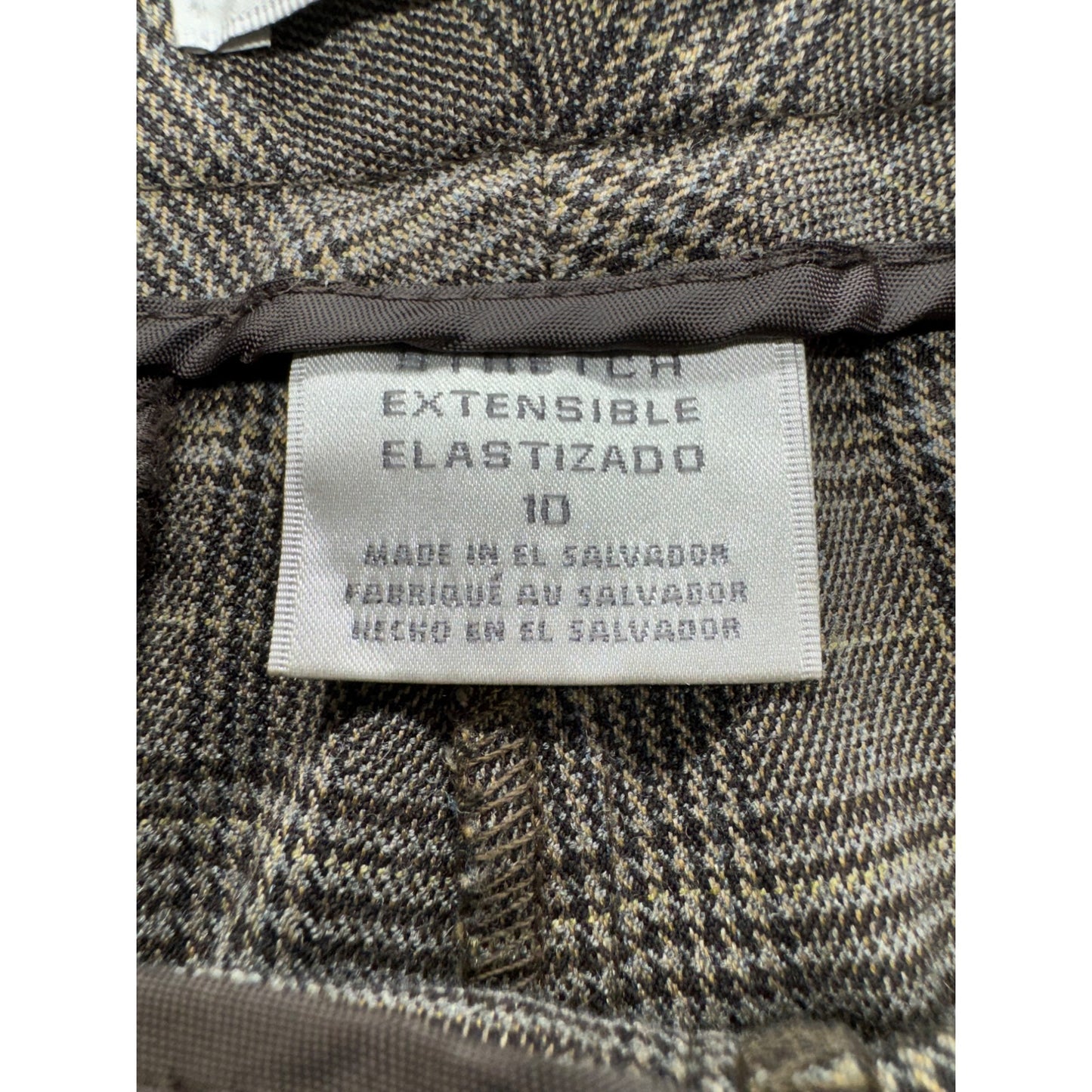 Van Heusen Plaid Stretch Dress Pants Size 10 Brown 207B