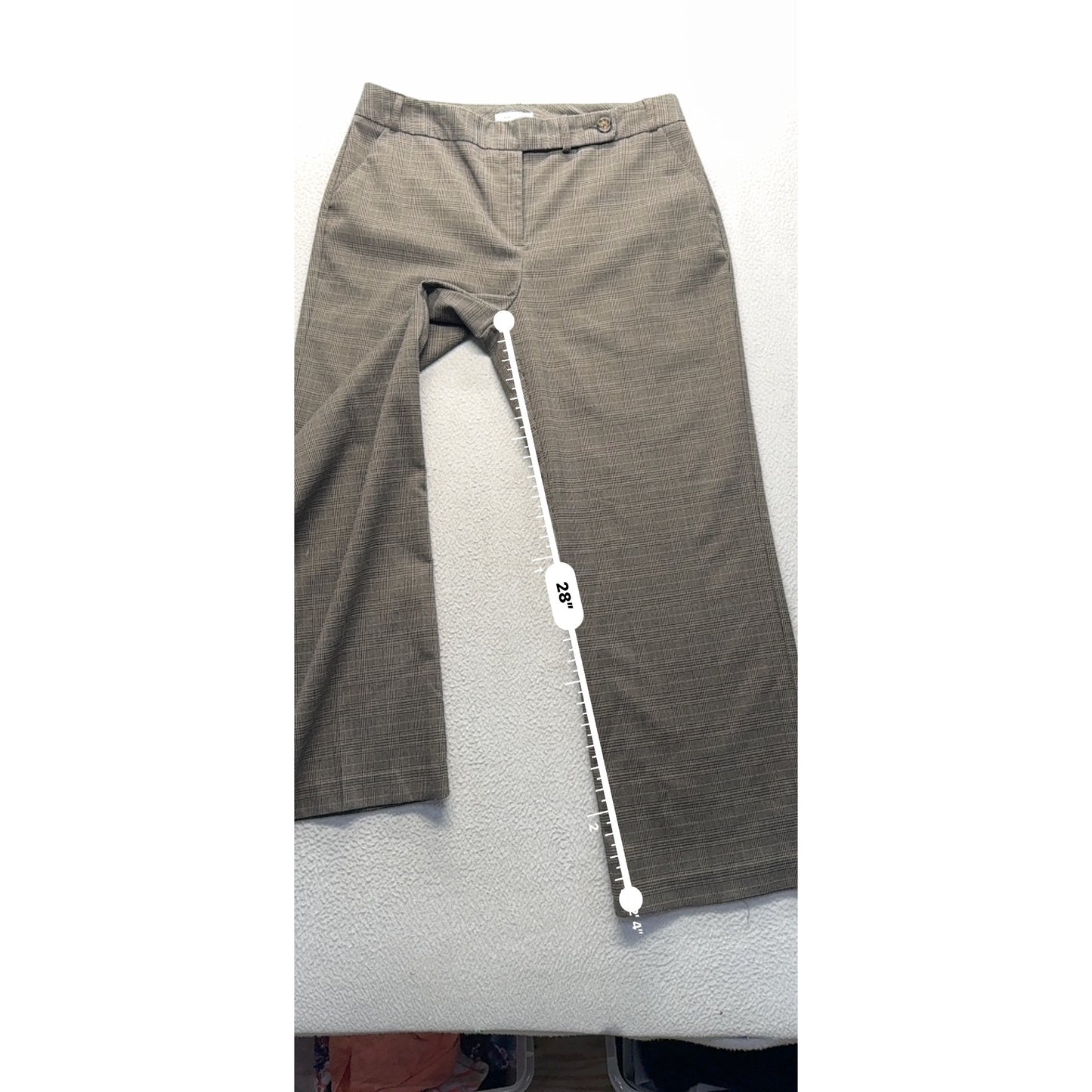 Van Heusen Plaid Stretch Dress Pants Size 10 Brown 207B