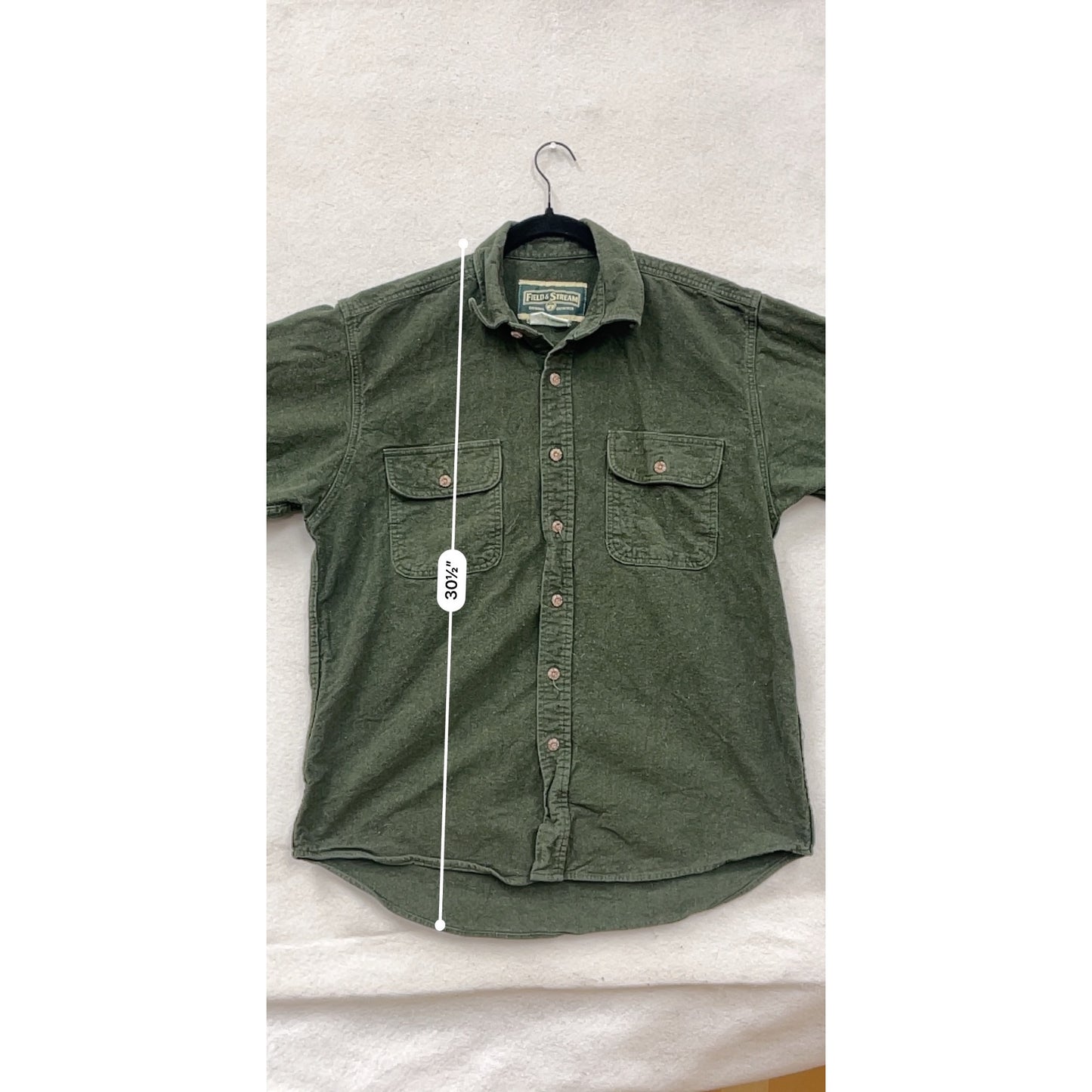 Field & Stream Mens XL Green Button-Up Flannel Shirt With Chest Pockets #6900
