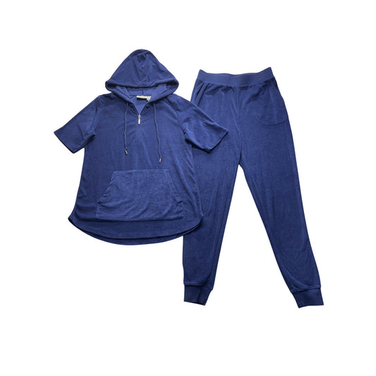 D & Co. Active Womens XS Blue Hooded Jogger Set #7958