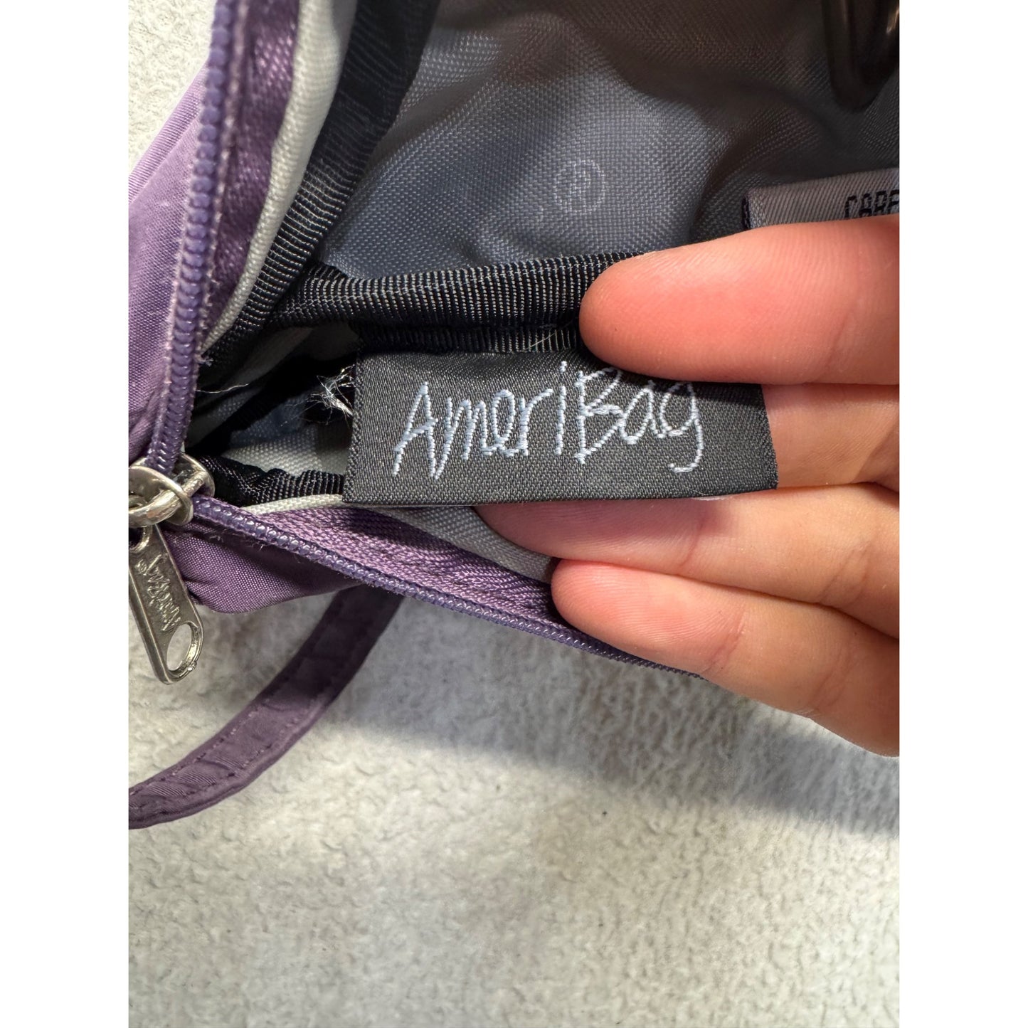 AmeriBag Purple Crossbody Nylon Bag With Adjustable Strap & Zipper Pockets #9712