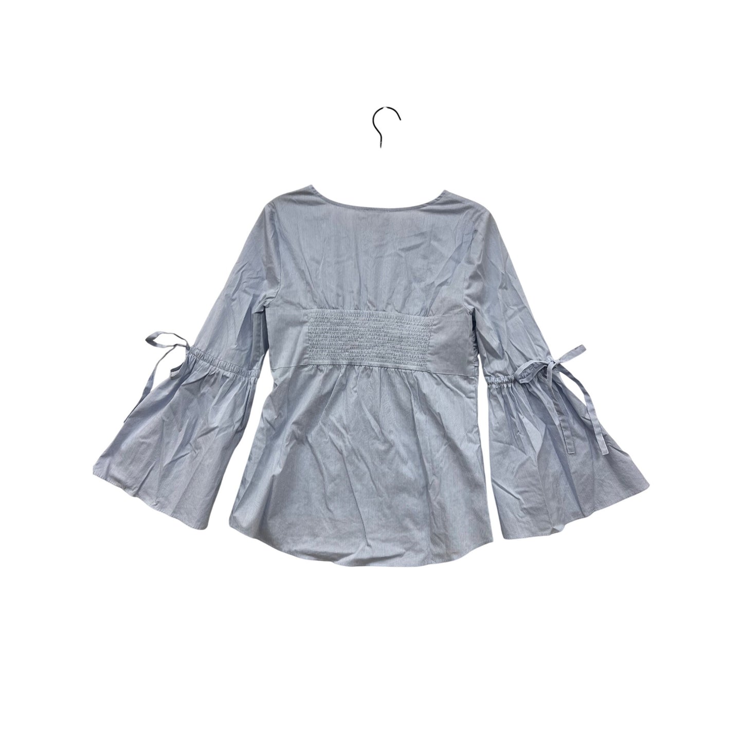 Blue Bell Sleeve Womens Top W/ Front Knot Detail & Tie Sleeves By Chelsea Size S #6840