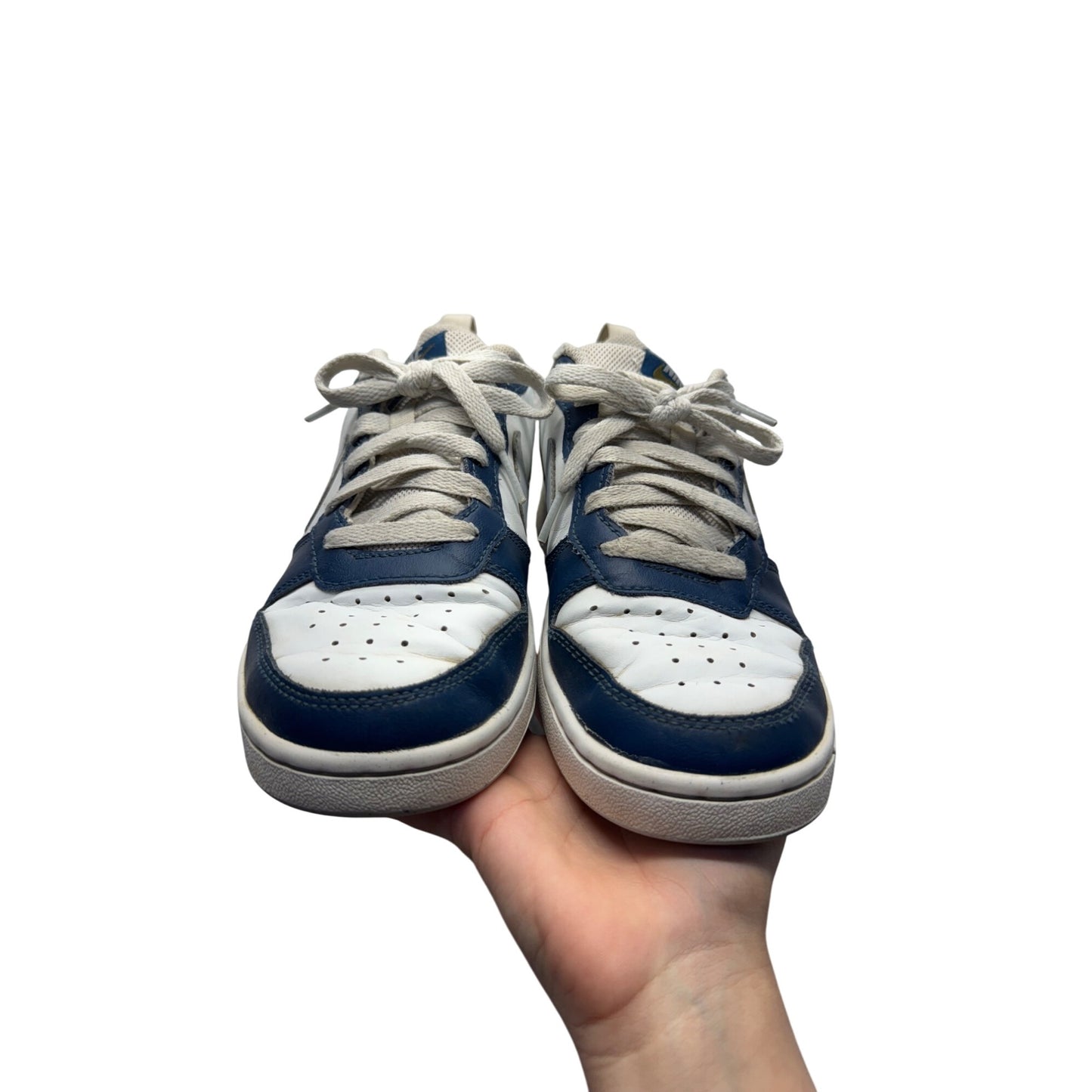 Nike Navy & White Low-Top Sneakers Size 7Y Leather Upper Pre-Owned #9624