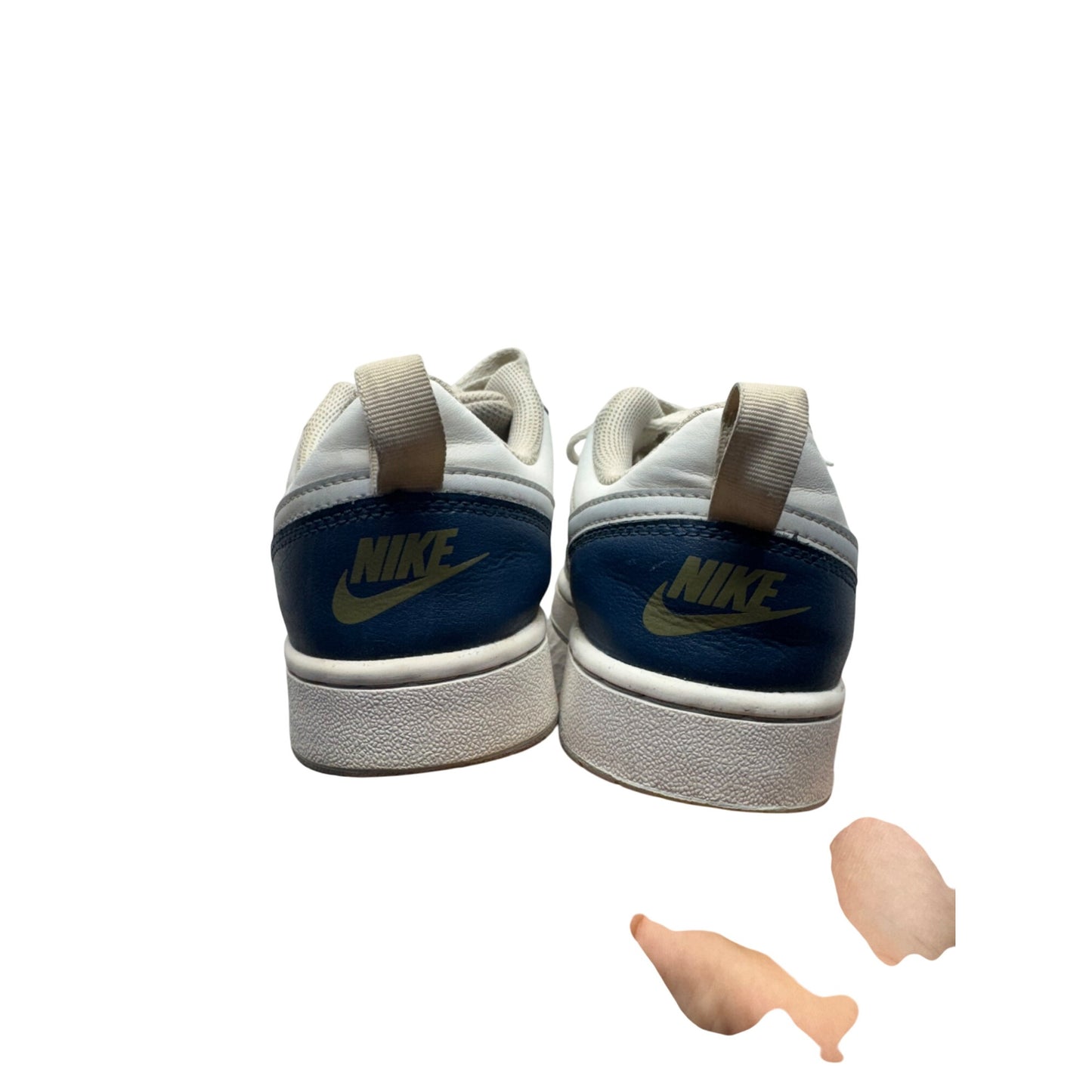 Nike Navy & White Low-Top Sneakers Size 7Y Leather Upper Pre-Owned #9624