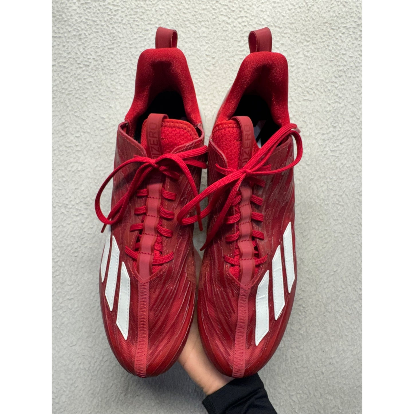 Adidas Adizero Mens Red & White Football Cleats Size 11 #392B