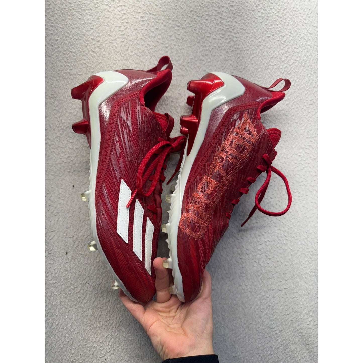 Adidas Adizero Mens Red & White Football Cleats Size 11 #392B