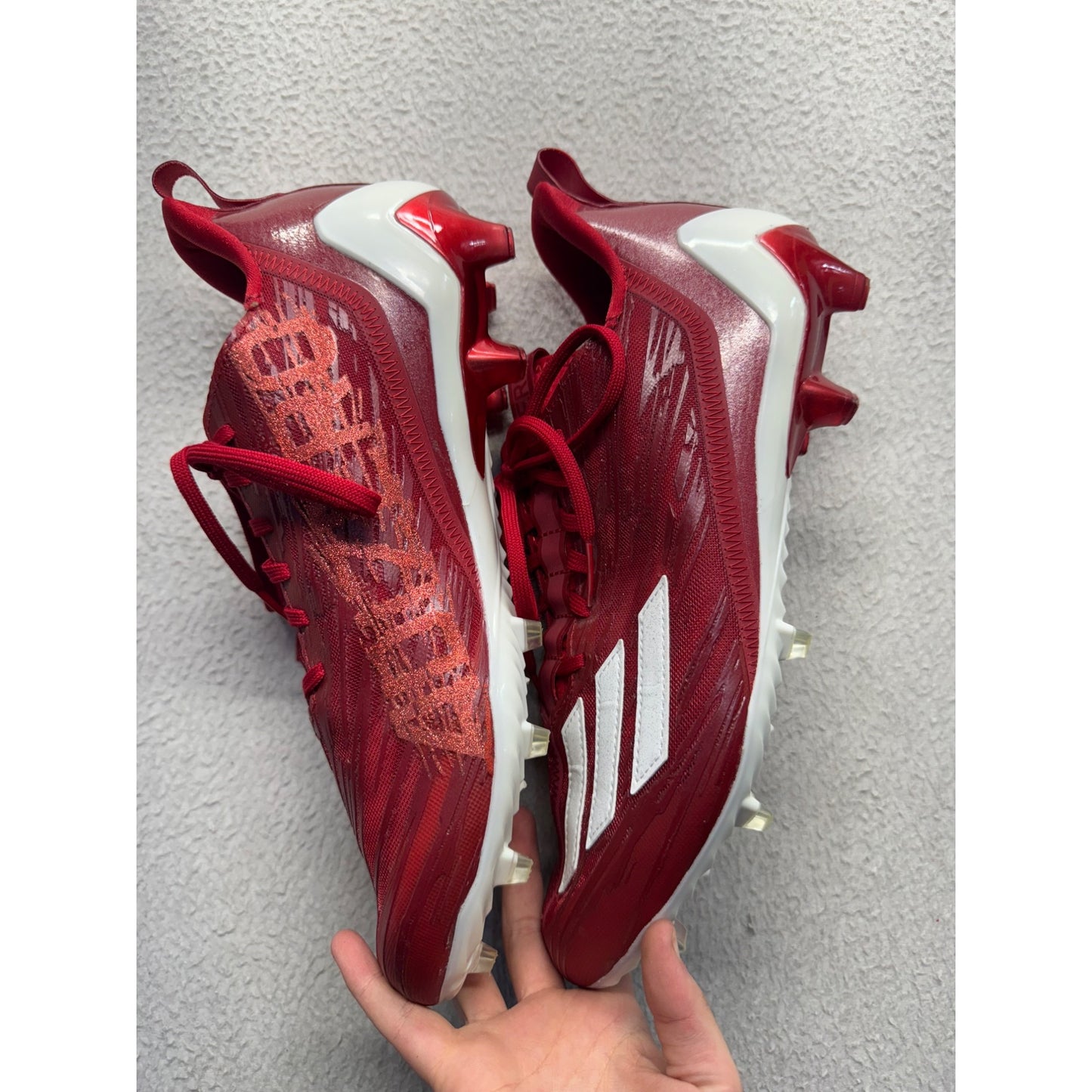 Adidas Adizero Mens Red & White Football Cleats Size 11 #392B