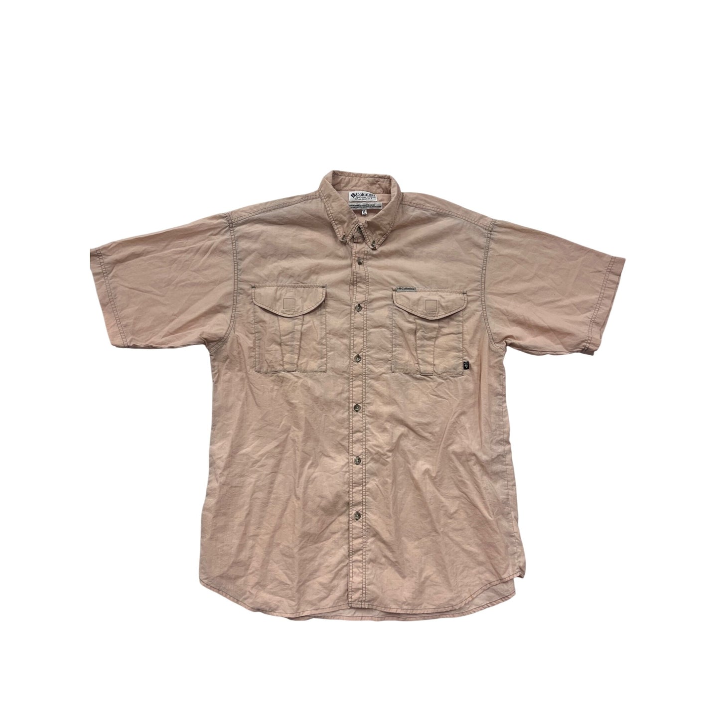 Columbia XL Beige Nylon Button-Up Outdoor Shirt #8733