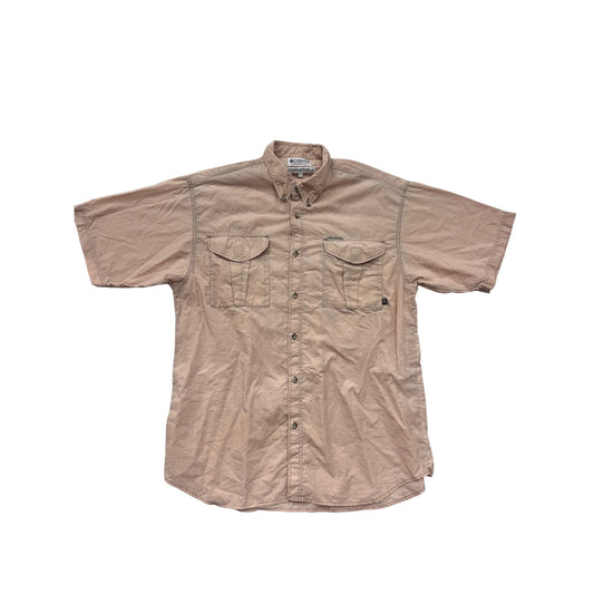 Columbia XL Beige Nylon Button-Up Outdoor Shirt #8733