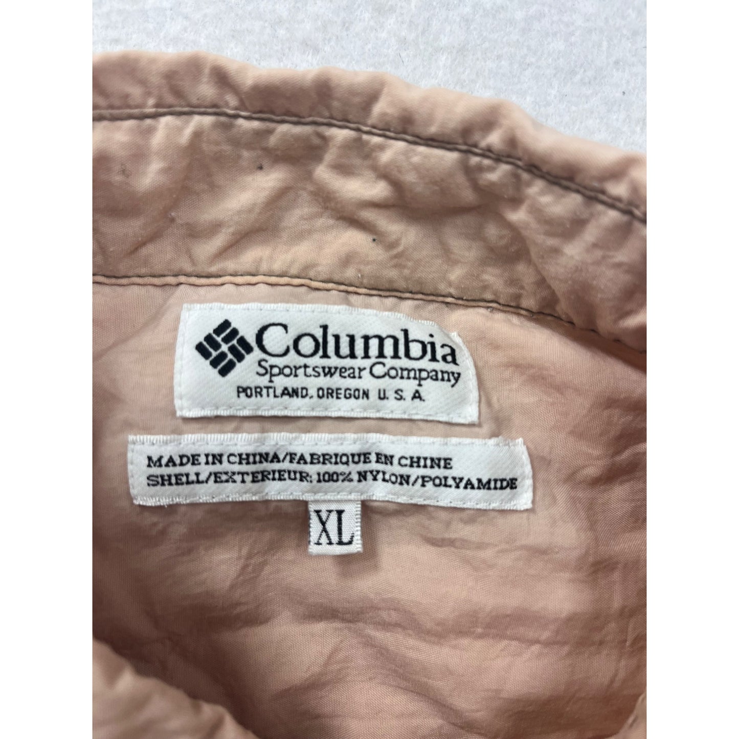 Columbia XL Beige Nylon Button-Up Outdoor Shirt #8733