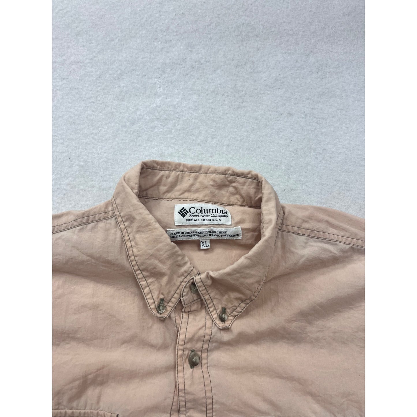 Columbia XL Beige Nylon Button-Up Outdoor Shirt #8733
